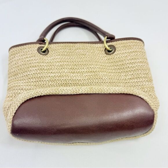 Connections Cream Woven Brown Faux Leather Two Piece Coastal Wallet Handbag Set - Picture 4 of 16